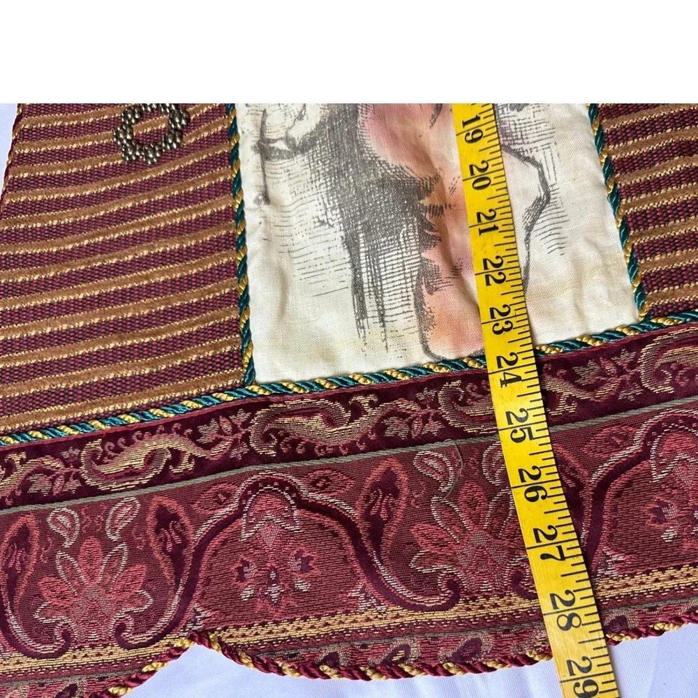 OOAK Victorian Brocade Christmas Apron Santa Tapestry TreeTassel Trim Art 2 wear